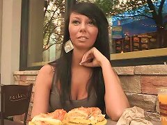Naughty Girl Rebecca Shows Her Tits In A Street Cafe. Porn Videos